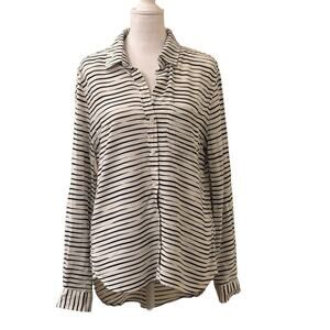 Velvet Heart Blue & White Striped Long Sleeve Button Down Shirt Size Small